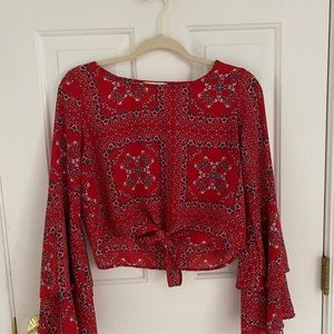 Red Paisley Flowy Long Sleeve